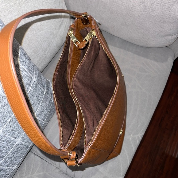 Lauren Ralph Lauren $498 Pebble Leather Doublr Zip  Hobo Shoulder Bag - Picture 10 of 17